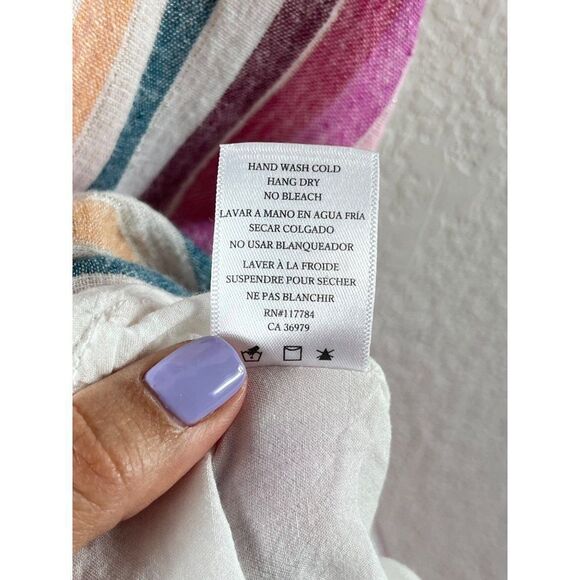 Rails Martina Linen Blend Sleeveless Mini Dress Small Avila Stripe Ruffled Pink - Picture 12 of 13